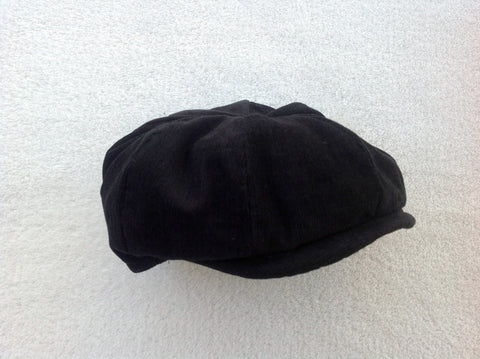 Newsboy Hat in Black Corduroy