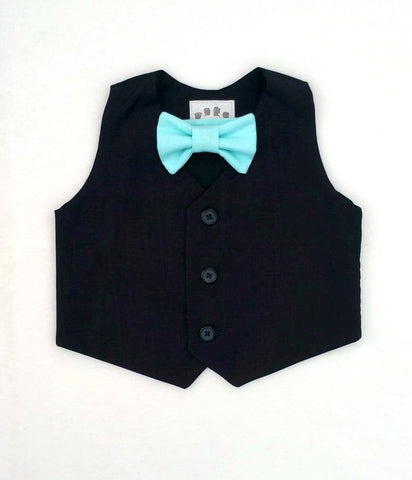 Black Vest with Choice of Bow Tie Color