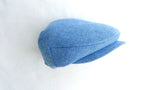 Ready to Ship Blue Herringbone Flat Cap