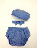 Blue Herringbone Charlie Newsboy Set