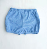 Blue Herringbone Shorties and Flat Cap Set