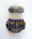 Newsboy Hat and Diaper Cover in Blue Plaid