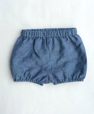 Blue Pinstripe Linen Shorties