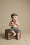 Ready to Ship Flat Cap in Gray Herringbone