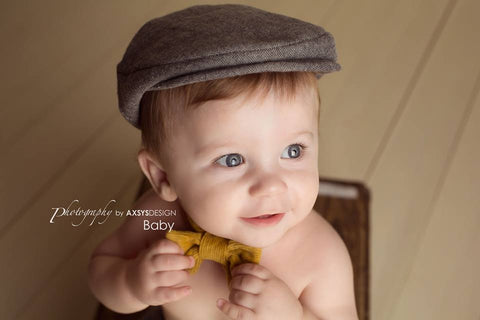 Ready to Ship Flat Cap in Gray Herringbone