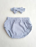 Ready to Ship Gray Seersucker Diaper Cover and Bow Tie