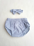 Ready to Ship Gray Seersucker Diaper Cover and Bow Tie