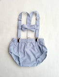 Ready to Ship Oliver Set in Gray and White Seersucker