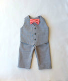 Heather Vest with Bow Tie in shade of your choice and Shorts or Pants