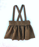 Suspender Skirt and Cloche Hat Set in Brown Houndstooth