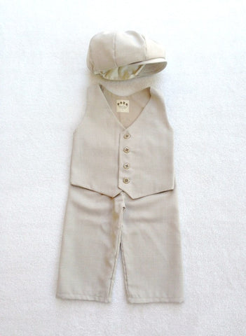 Hat, Vest and Pants in Sand Suiting