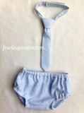 Ready to Ship Blue Seersucker Diaper Cover and Tie